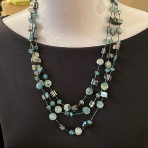 Blue Shell Bead Necklace